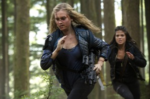 Grounded sky dwellers Clarke and Octavia, either running into trouble or running from it.